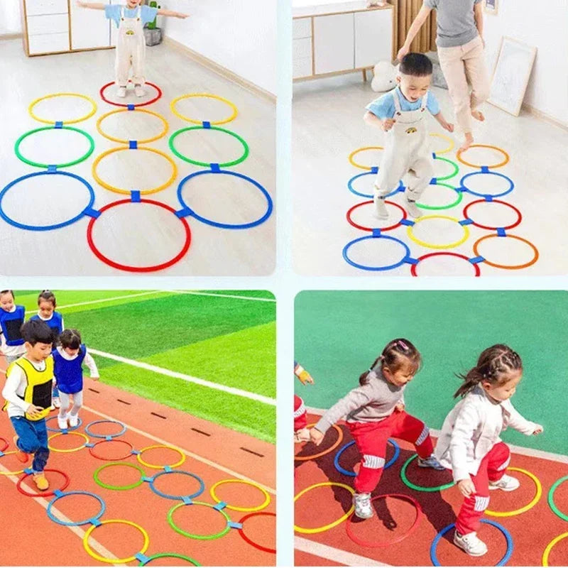 New Outdoor Kids Funny Physical Training Sport Toys Lattice Jump Ring Set
