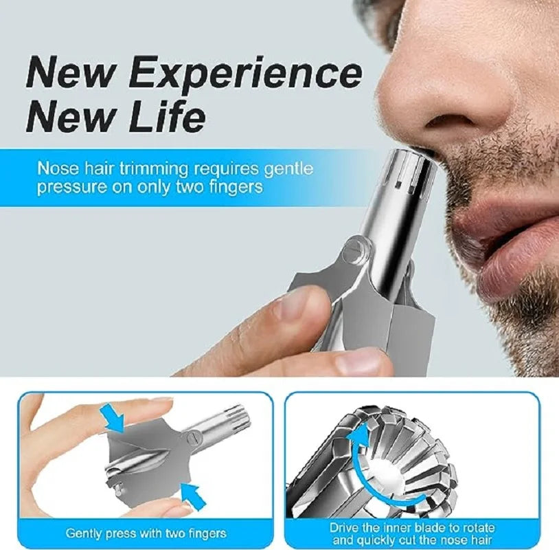 Manual Nose Hair Trimmer – Stainless Steel, Portable & Washable