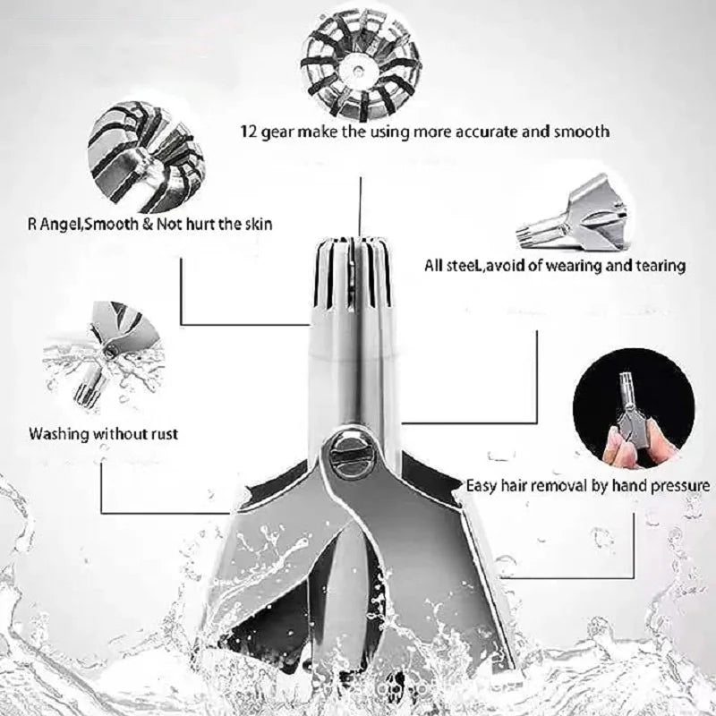 Manual Nose Hair Trimmer – Stainless Steel, Portable & Washable
