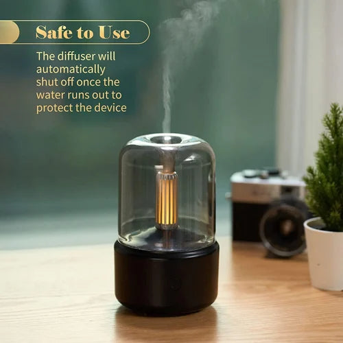 GlowMist 120mL Candlelight-Style Essential Oil Diffuser & Humidifier