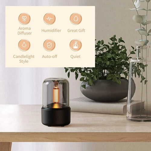 GlowMist 120mL Candlelight-Style Essential Oil Diffuser & Humidifier