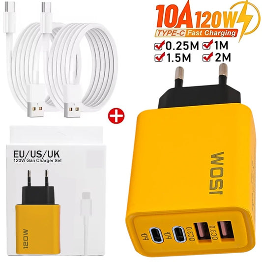 120W 4 Ports USB PD Mobile Phone Chargers USB Type C High-speed Charging Adapter