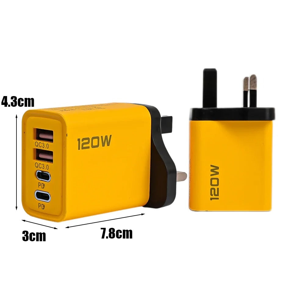 120W 4 Ports USB PD Mobile Phone Chargers USB Type C High-speed Charging Adapter