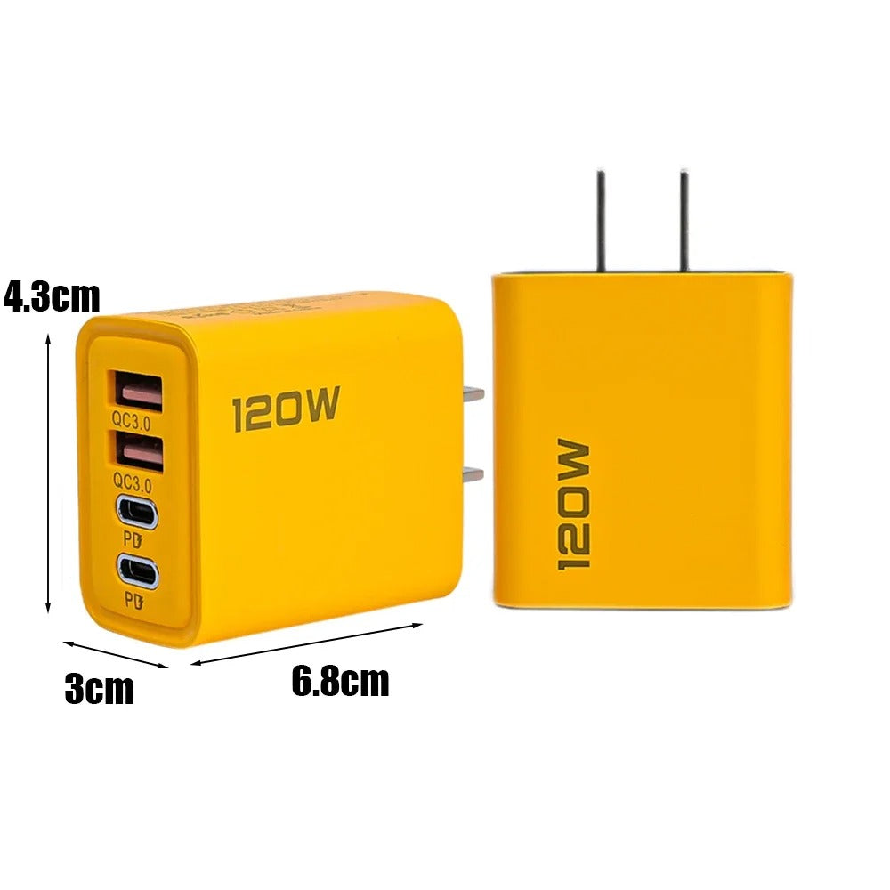 120W 4 Ports USB PD Mobile Phone Chargers USB Type C High-speed Charging Adapter